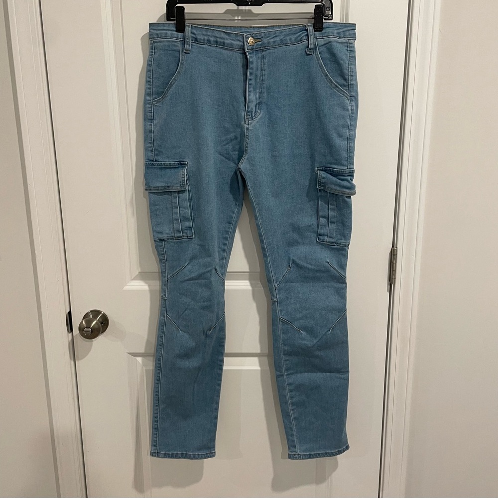 Hungson light blue stretch denim blue jeans Women 36